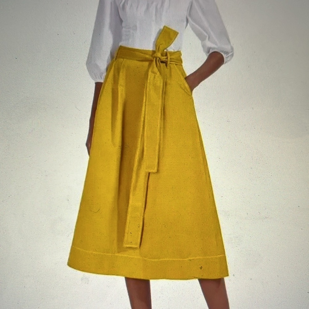 STAUD Tuckernuck Gold Yellow Snoop Skirt Faille Side Pockets